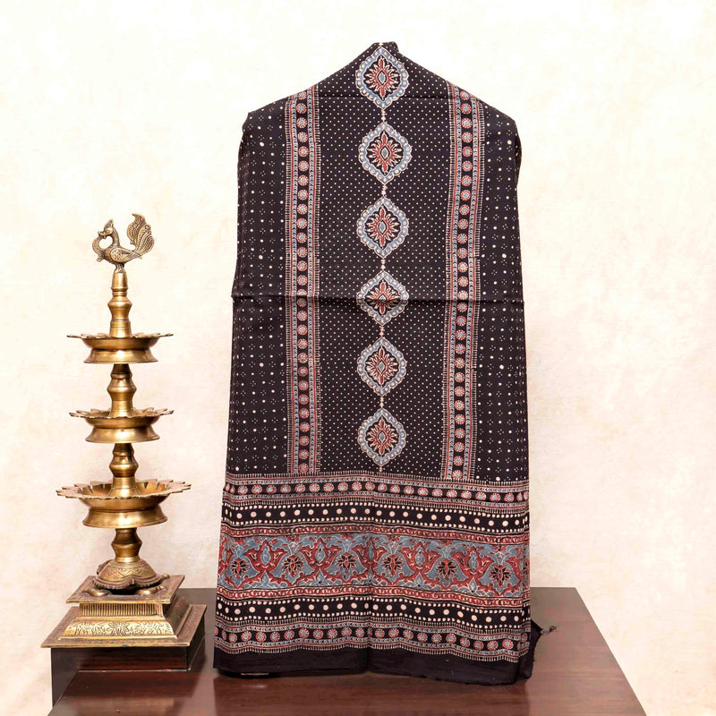 Ajrakh Hand Block Mul Cotton Kurta Fabric & Dupatta