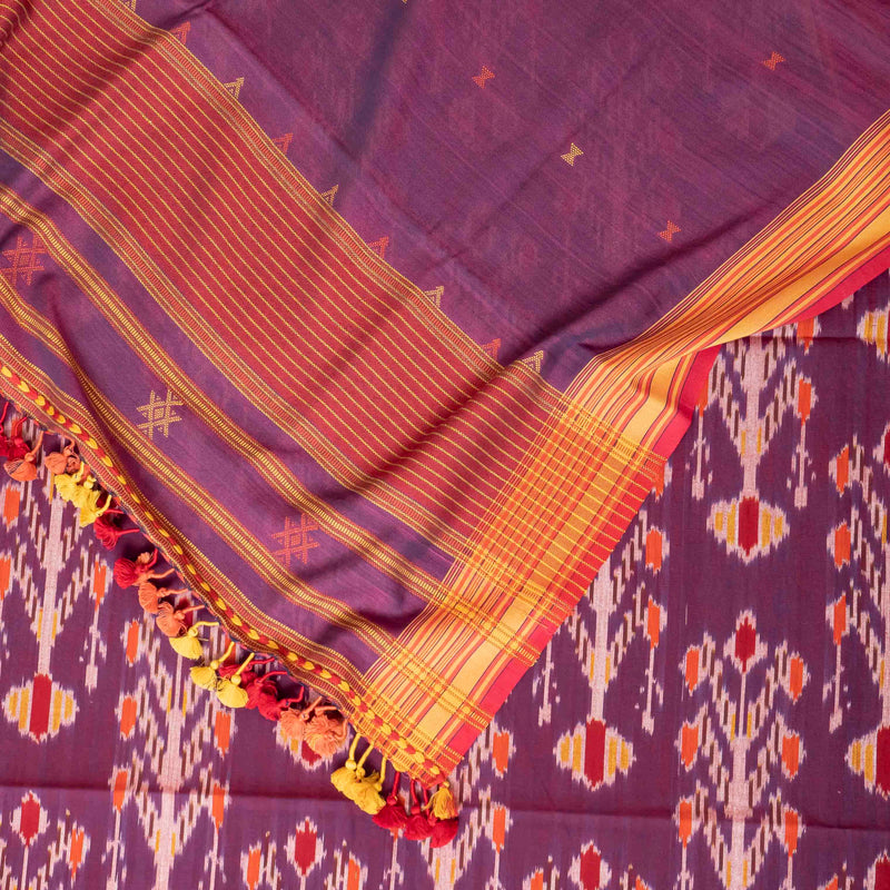 Handloom Cotton Ikkat Suit Set with Kutchi Weave Dupatta