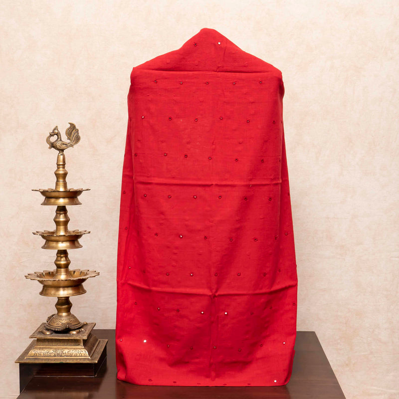 Handloom Kala Cotton Kurta Fabric With Mirror Work, Kala Cotton Bottom & Handloom Kala Cotton Dupatta