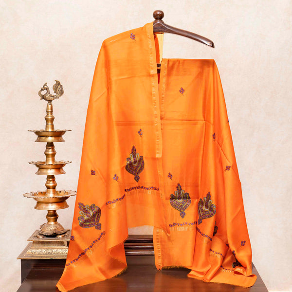 Handloom Jamdani Suit Set with Kashmiri Embroidered Chanderi Silk Dupatta