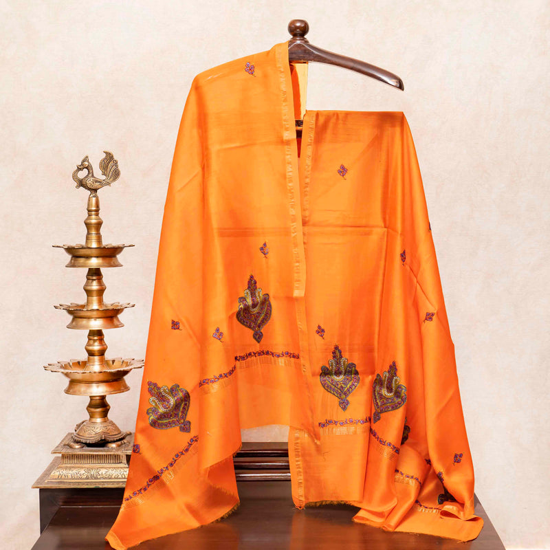 Handloom Jamdani Suit Set with Kashmiri Embroidered Chanderi Silk Dupatta