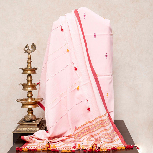 Handloom Kala Cotton Mirror Work Unstitched Suit Set