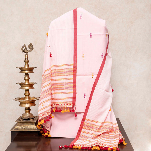 Handloom Kala Cotton Mirror Work Unstitched Suit Set