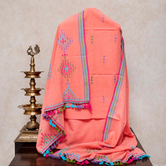 Handloom Kala Cotton Suit Set with Mirror Work – Kurta, Bottom & Dupatta