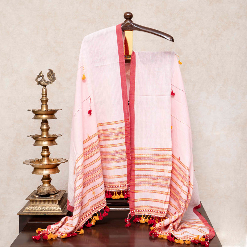 Handloom Kala Cotton Mirror Work Unstitched Suit Set