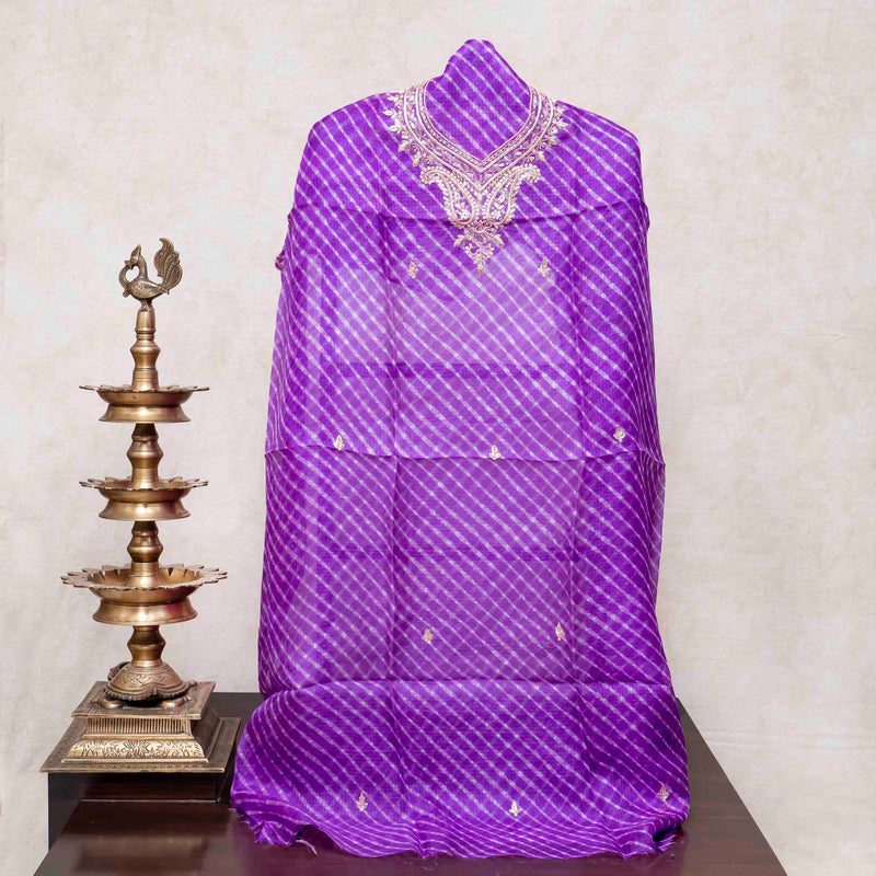 Tie-Dye Kota Silk Kurta & Dupatta with Zari Embroidery