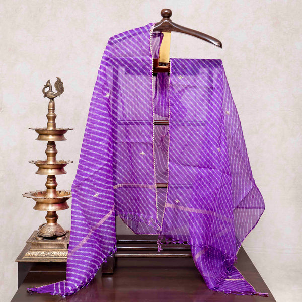 Tie-Dye Kota Silk Kurta & Dupatta with Zari Embroidery
