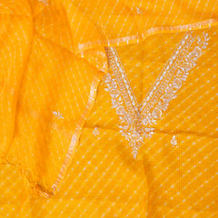 Kota Silk Tie-Dye Kurta & Dupatta – Zari Embroidery