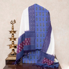 Hand Block Cotton Kurta & Bottom with Ikkat Dupatta
