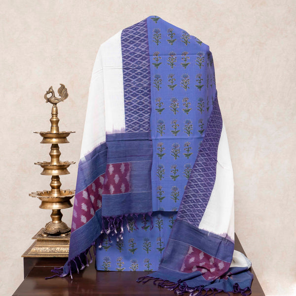 Hand Block Cotton Kurta & Bottom with Ikkat Dupatta