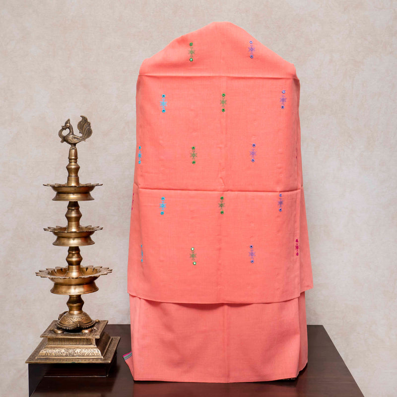 Handloom Kala Cotton Suit Set with Mirror Work – Kurta, Bottom & Dupatta