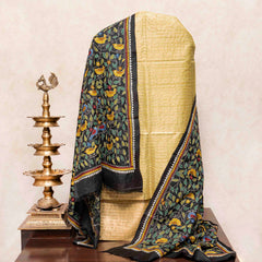 Handloom Tussar Silk Kurta & Bottom with Hand-Embroidered Kantha Dupatta