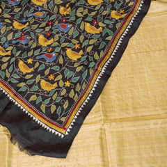 Handloom Tussar Silk Kurta & Bottom with Hand-Embroidered Kantha Dupatta