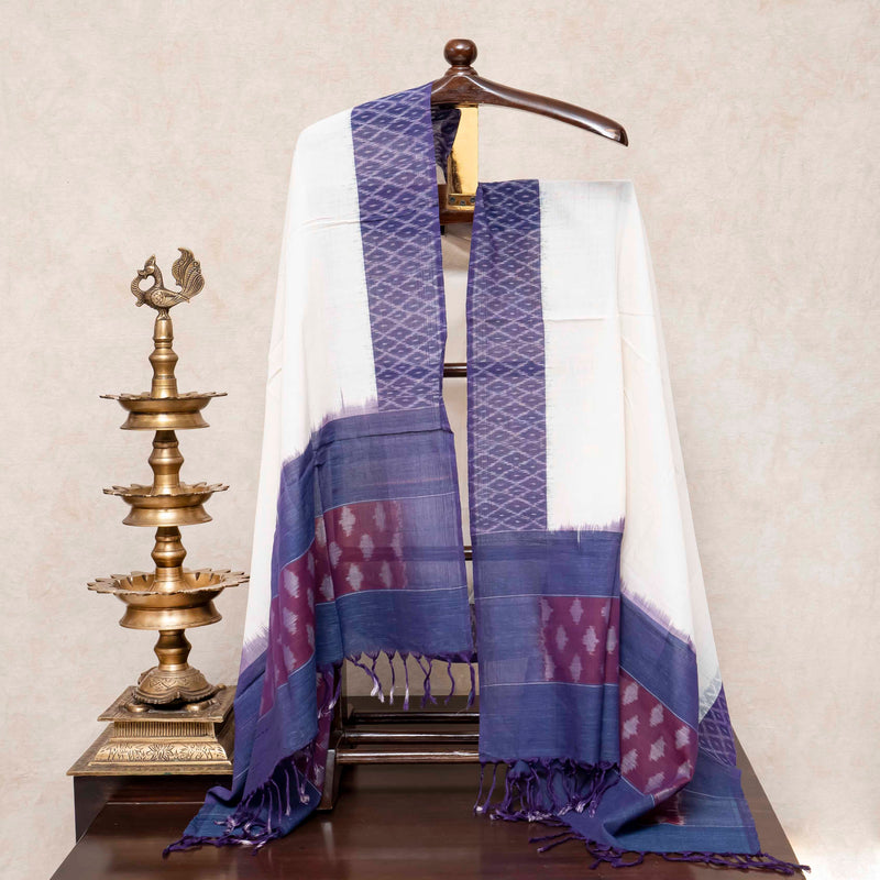 Hand Block Cotton Kurta & Bottom with Ikkat Dupatta