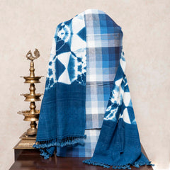 Handloom Kala Cotton Check Suit Set with Clamp Tie-Dye Dupatta