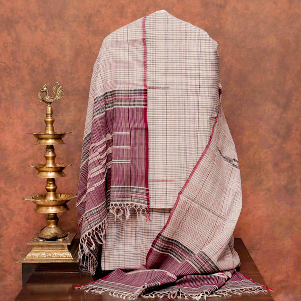 Handloom Cotton Multicolour Check Suit Set