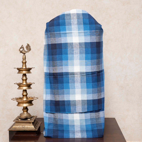 Handloom Kala Cotton Check Suit Set with Clamp Tie-Dye Dupatta