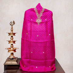 Kota Silk Tie-Dye Kurta & Dupatta – Zari Embroidery