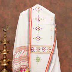 Handloom Kala Cotton Suit Set with Mirror Work – Kurta, Bottom & Dupatta