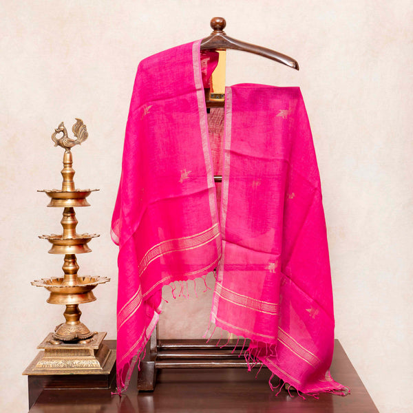 Shibori Cotton Kurta Fabric with Linen Stole