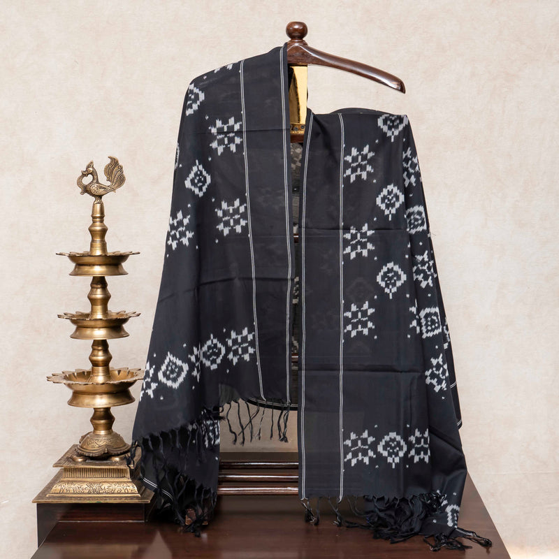 Handloom Cotton Jamdani Suit Set with Ikkat Dupatta