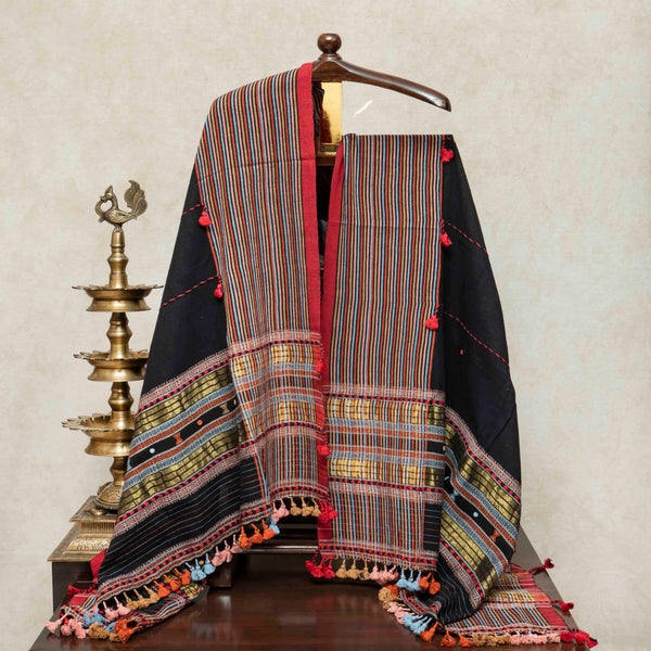Handloom Kala Cotton Suit Set with Mirror Work