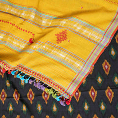 Handloom Cotton Ikkat Unstitched Suit Set with Kala Cotton Dupatta