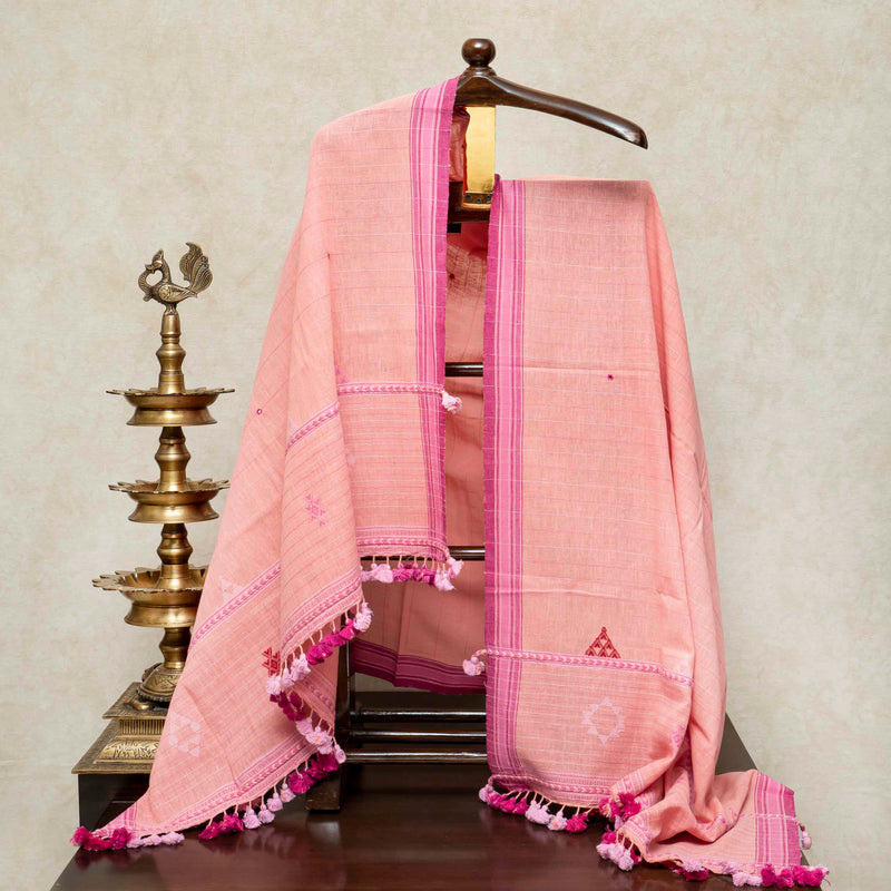 Handloom Kala Cotton Multicolour Check Kurta Fabric with Dupatta