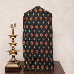 Handloom Cotton Ikkat Unstitched Suit Set with Kala Cotton Dupatta