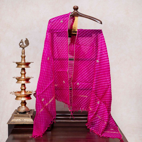 Kota Silk Tie-Dye Kurta & Dupatta – Zari Embroidery