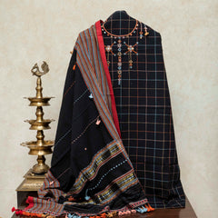 Handloom Kala Cotton Suit Set with Mirror Work
