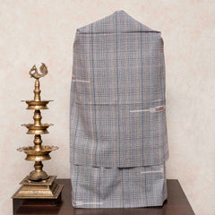 Handloom Cotton Check Suit Set with Embroidered Stole
