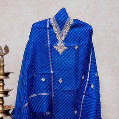 Hand Tie-Dye Kota Silk Kurta & Zari Embroidered Dupatta