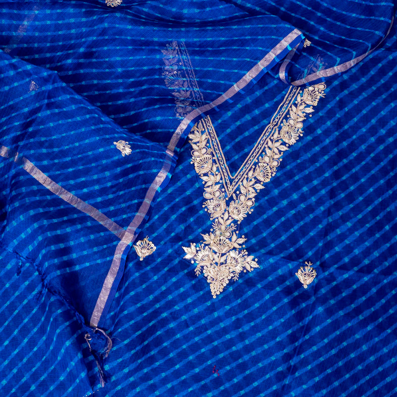 Hand Tie-Dye Kota Silk Kurta & Zari Embroidered Dupatta
