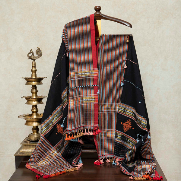 Handloom Kala Cotton Suit Set with Mirror Work