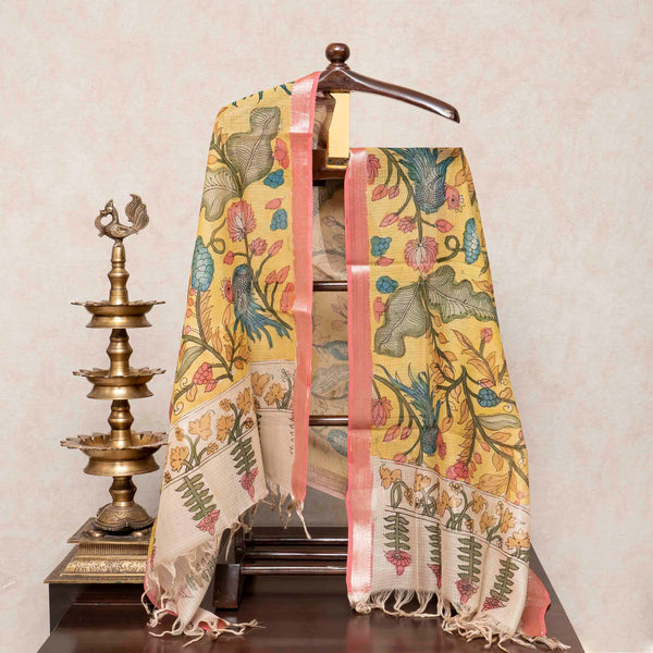 Handloom Kala Cotton Suit Set with Mirror Work & Kalamkari Dupatta
