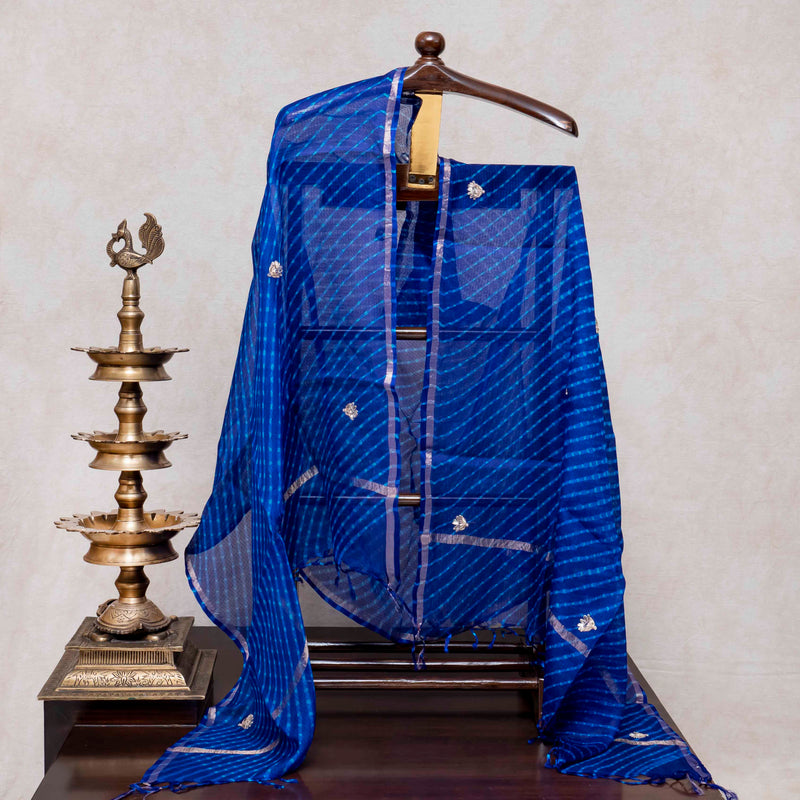 Hand Tie-Dye Kota Silk Kurta & Zari Embroidered Dupatta