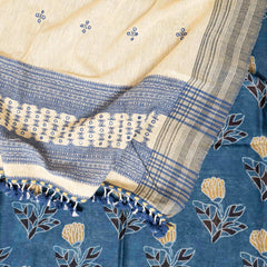 Hand Block Chanderi Silk Suit Set with Kala Cotton Dupatta