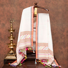 Handloom Kala Cotton Suit Set with Mirror Work – Kurta, Bottom & Dupatta