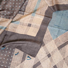 Hand Block Ajrakh Tussar Silk Kurta Fabric & Dupatta
