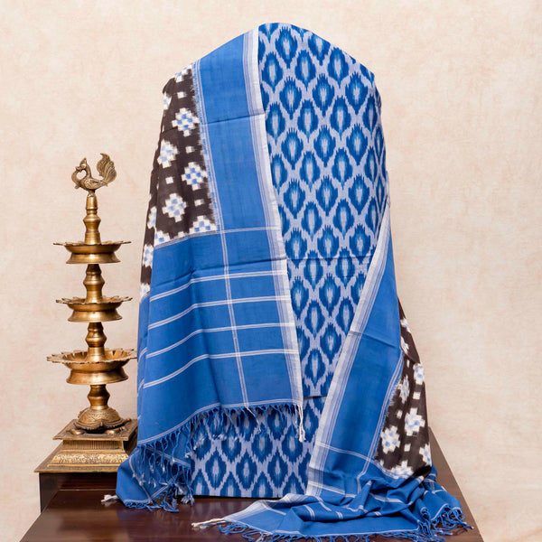 Handloom Cotton Ikkat Suit Set – Blue