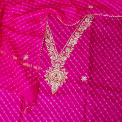 Kota Silk Tie-Dye Kurta & Dupatta – Zari Embroidery