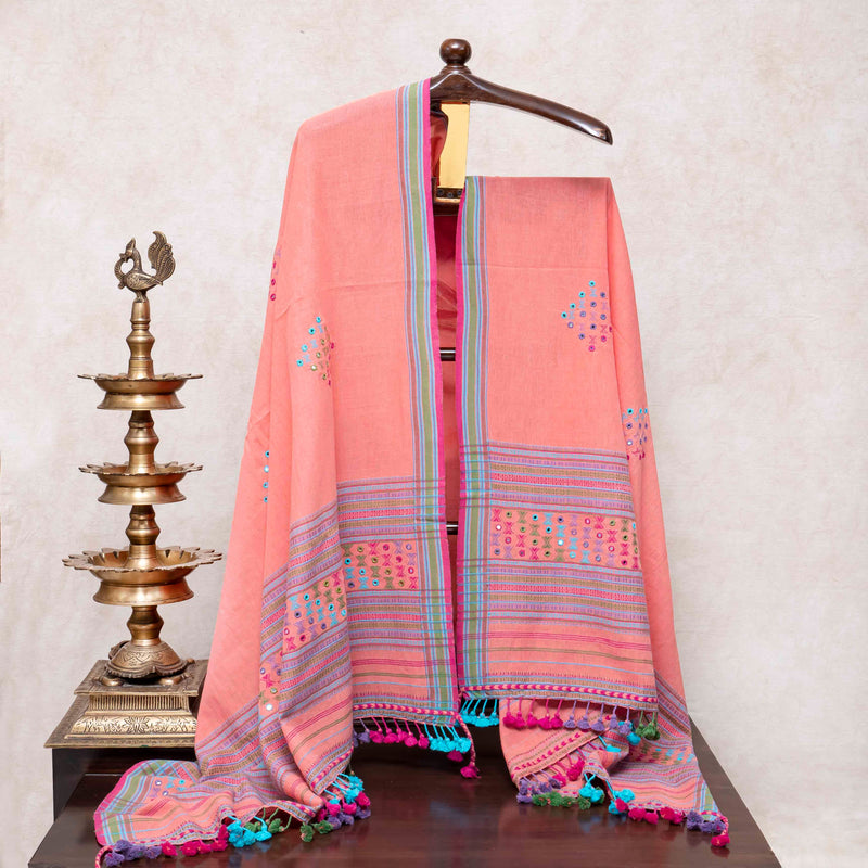 Handloom Kala Cotton Mirror Work Suit Set